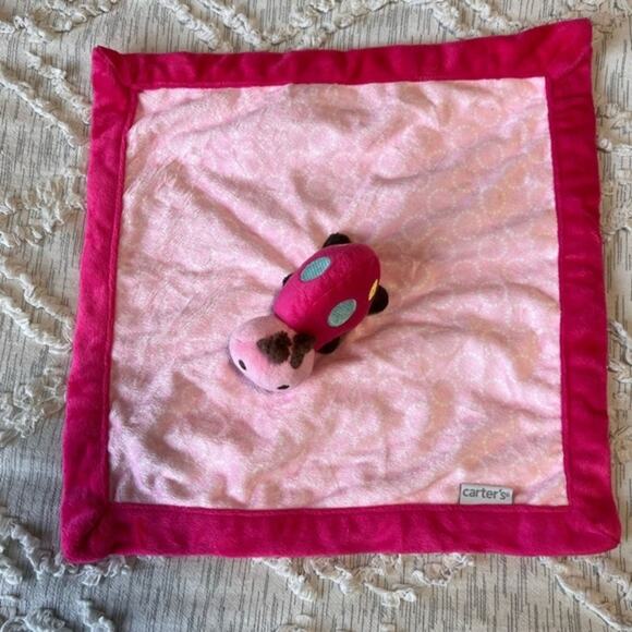 Carter's Ladybug Security Blanket Pink Plush Soft Lovey - Picture 2 of 7